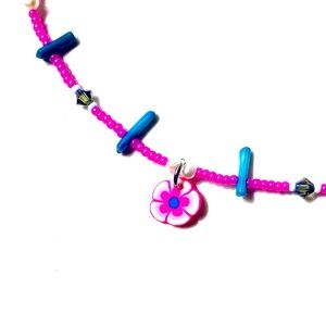 Handmade Pink Blue Swarovski Anklet By McGlamorous In Progress